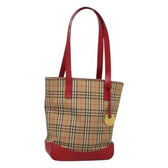 Burberry Tweedehands Canvas handtassen - Dames - Vintage Shopper - Beige - ONE Size - Leer - Vintage