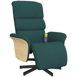 vidaXL Vidaxl - Sill&oacute;n Reclinable De Masaje Con Reposapi&eacute;s Tela Verde Oscuro