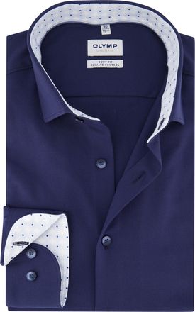 Olymp overhemd donkerblauw slim fit katoen effen