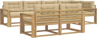 vidaXL Conjunto De Sof&aacute;s De Exterior 6 Uds. Y Beige Poli&eacute;ster Vidaxl