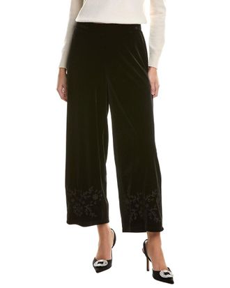 Jones New York Velvet Embroidered Wide Leg Pant