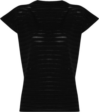 Pleats Please Issey Miyake mesh knitted top - women - Polyester/Rayon/Nylon - OS - Black