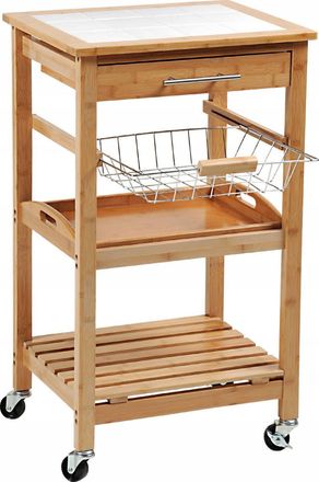 KESPER Carro De Bamb&uacute; Marr&oacute;n 81 Cm Dise&ntilde;o Natural