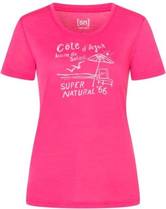 super.natural Cote DAzur Tee Merinoshirt f&uuml;r Damen | rosa/wei&szlig;