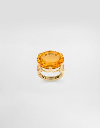 Dolce & Gabbana Anna Ring In 18-carat Yellow Gold With Citrine And Diamonds - Woman Rings Gold 46