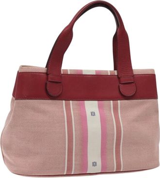 Loewe Anagram Handbag Canvas Pink Canvas Handbag (Pre-Owned)