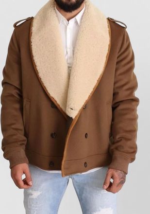 Dolce & Gabbana cashmere blend shearling collar double breasted jacket
