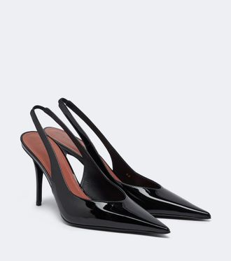 Amina Muaddi Anok patent leather slingback pumps