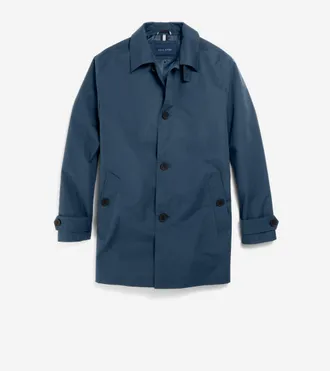 Cole Haan Mens Stand Collar Rain Jacket - Blue Size Medium