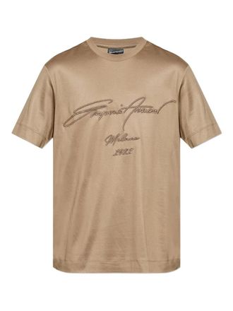 Emporio Armani T-shirt ASV in misto lyocell - Marrone