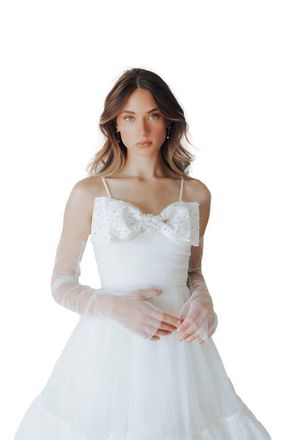 Untamed Petals Minimalist Sheer Gloves in Ivory at Nordstrom, Size Medium