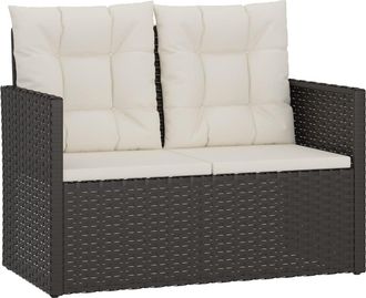 vidaXL Banco De Jard&iacute;n Con Cojines Rat&aacute;n Sint&eacute;tico Negro 105 Cm Vidaxl