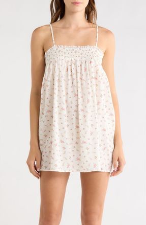 Open Edit Flirty Cotton Nightgown in Ivory/Coral Floral at Nordstrom, Size X-Small