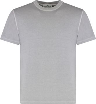 Stone Island Cotton Jersey Fissato Effect T-shirt - Heren - T-shirts - Grijs - 2XL - Katoen - Tops