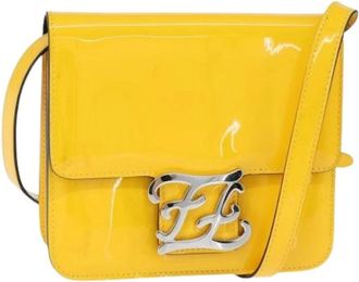 Fendi Pre-owned Cross Body Bags, female, Yellow, Size: ONE SIZE Pre-owned Karligraphy Crossbody Bag