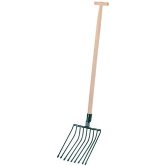 OEM Horquilla De Jard&iacute;n De Metal, 131 Cm De Largo, Dise&ntilde;o De 9 Dientes, Mango De Madera, Mango En Forma De T