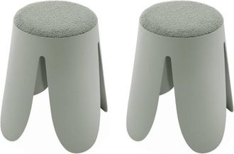 Sweeek Conjunto de 2 taburetes apilables, asiento texturizado