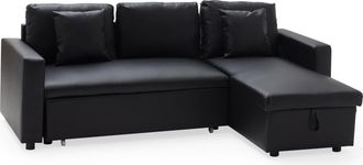 Happy Garden Happy Garden - Sof&aacute; Cama De Polipiel 3 Plazas Color Negro Clark