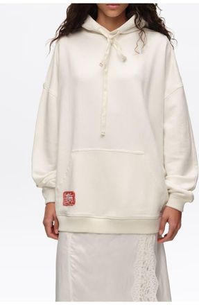 Bimba & Lola Embroidered Oversize Hoodie in White at Nordstrom, Size X-Small Eu