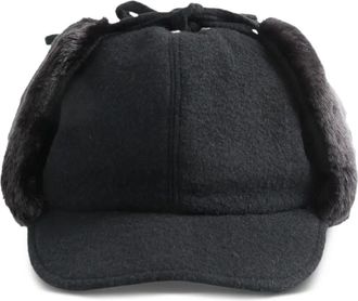 Yohji Yamamoto fur-earmuff cap - women - Fabric - M - Black
