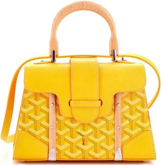 Goyard Structured Saigon Top Handle Bag Coated Canvas with Leather Mini