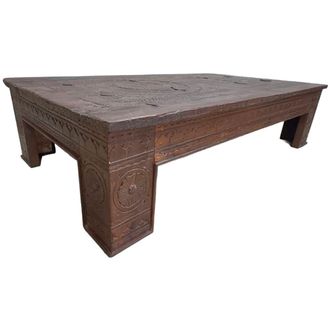 Wanderlust Deco Mesa de centro de madera acabado artesanal marr&oacute;n 150x85x37h cm