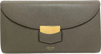 Celine Gray Leather Long Wallet (Bi-Fold) (Pre-Owned)