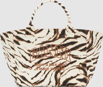 Ganni Sac Xxl Shopper Zebra Egret