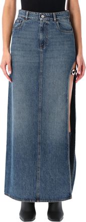 Coperni Womens Garter Belt Denim Skirt - Blue Cotton - Size EU 36 (Womens)