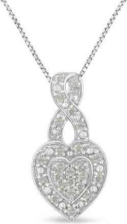 House of Brilliance 925 Sterling Silver 1/3 Cttw Diamond Awareness Ribbon Halo Heart 18 Pendant Necklace