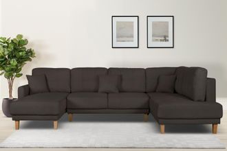HOME AFFAIRE Wohnlandschaft »TRIPLO U-Form wahlweise mit Schlaffunktion, B/T/H: 310/192/90 cm« Schlafsofa, auch mit Bettkasten, Steppung im Rückenkissen
