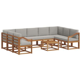 vidaXL Conjunto De Sof&aacute;s De Exterior 10 Pcs Gris Natural Y Claro Vidaxl