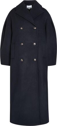 Ganni Double-breasted Wool-blend Peacoat - Black - 36 (UK8 / S)