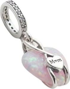 Pandora Mom Opalescent Hart Bedel - Dames - Kettingen - Roze - ONE Size - Accessoires