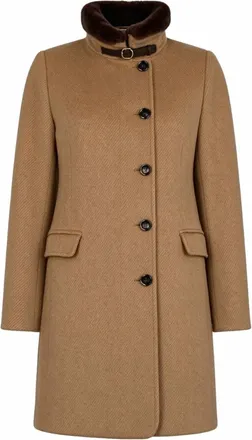 Moorer Womens Mid Length Coat In Cammello