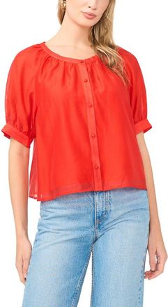 Vince Camuto Puff Sleeve Top in Lobster Red at Nordstrom, Size Xx-Small