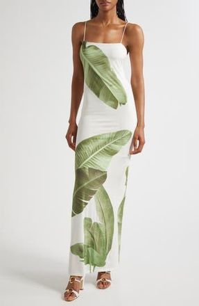 Alice & Olivia Fifi Palm Column Maxi Dress in Jungle Palm Off White at Nordstrom Rack, Size 10