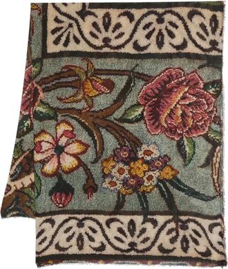 Faliero Sarti Sciarpa Moca a fiori - Marrone