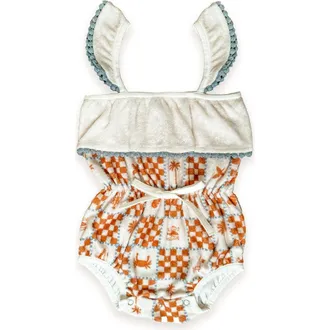Miki Miette Willa Bubble Romper in Tan at Nordstrom, Size 12-18M