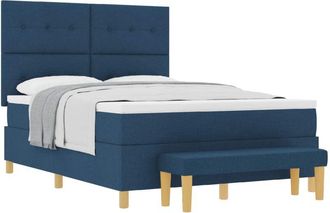 vidaXL Box Spring Bed with Mattress Blue 160 x 200 cm Fabric vidaXL