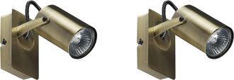 Beliani Conjunto De 2 L&aacute;mparas De Pared De Metal Lat&oacute;n Focos Luz Orientable Klip