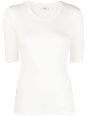 Closed round-neck short-sleeved T-shirt - women - Cotton/Modal - M - White
