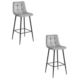 OEM Taburete Arceto - Terciopelo Gris Plata / Patas Negras X 2