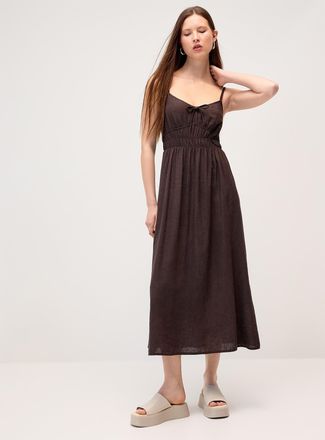 Twik Womens Smocked bust linen-blend midi dress