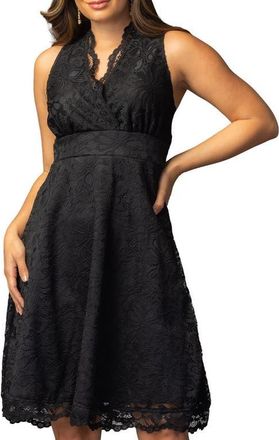 Kiyonna Pin Up Boudoir Lace Cocktail Dress in Onyx at Nordstrom, Size X-Large