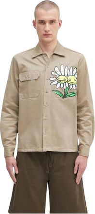 Sky High Farm Daisy Werkshirt - Heren - Casual Overhemden - Beige - S - Katoen - Overhemden