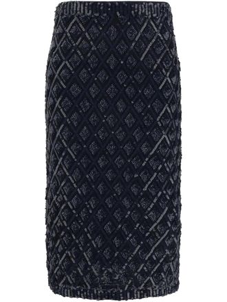 P.A.R.O.S.H. Midi-rok met pailletten - Blauw