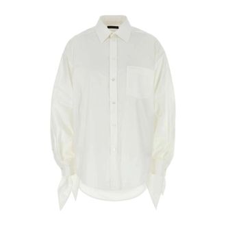 Balenciaga Overhemden, Dames, Wit, M, Katoen, Blouse met Strikmanchetten