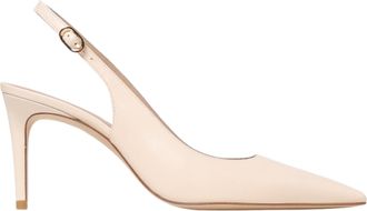 Stuart Weitzman Cream Stuart Power Slingback 75 Pointed Leather Pumps
