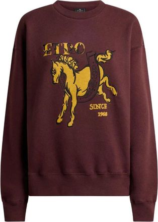 Etro Sudadera de Algod&oacute;n con Estampado Pegaso y Logo - Sweatshirts & Hoodies - Mujer - Rojo - L